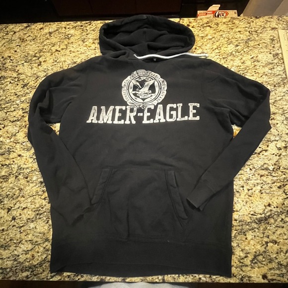 American Eagle Outfitters Other - American Eagle Outfitters Mens Hoodie Black Graphic Pullover Athletic Fit L Tall